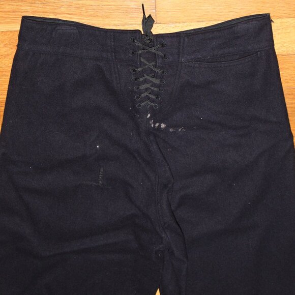 Vintage US Navy Sailor Blue Wool Cracker Jack Button Front Flare Leg Pants 31x29 - Picture 4 of 12